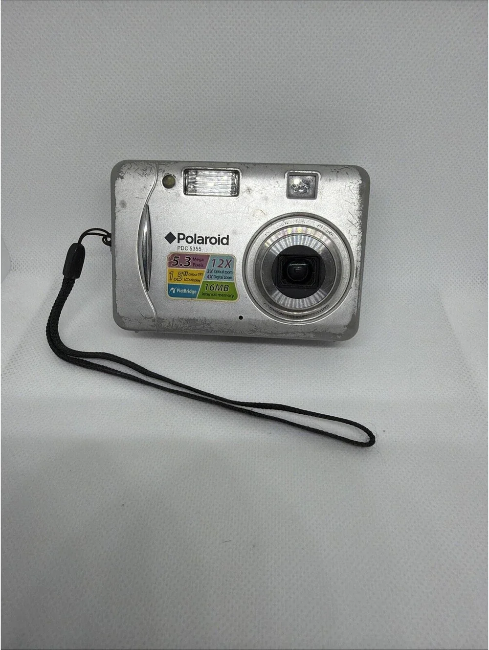 Polaroid PDC 5355 5.3MP Compact Digital Camera SILVER, 3365 Y2K - TESTED WORKING